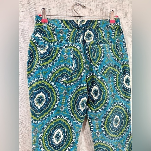 Y2K groovy Jane Doe kaleidoscope velour beaded bootcut green & teal pants - Picture 11 of 15